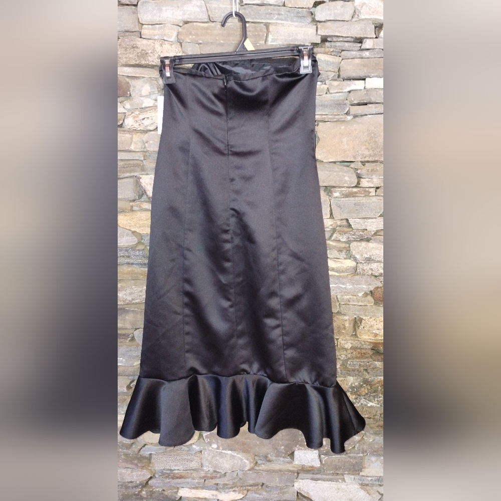 Krysia NWT strapless tea length dress black silk organza neckline - Picture 4 of 10